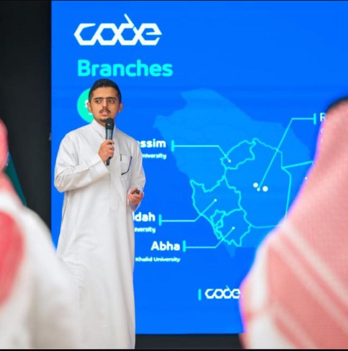 Mohammed Aladwan, Founder of Buraq AI, speaking at CODE by MCIT